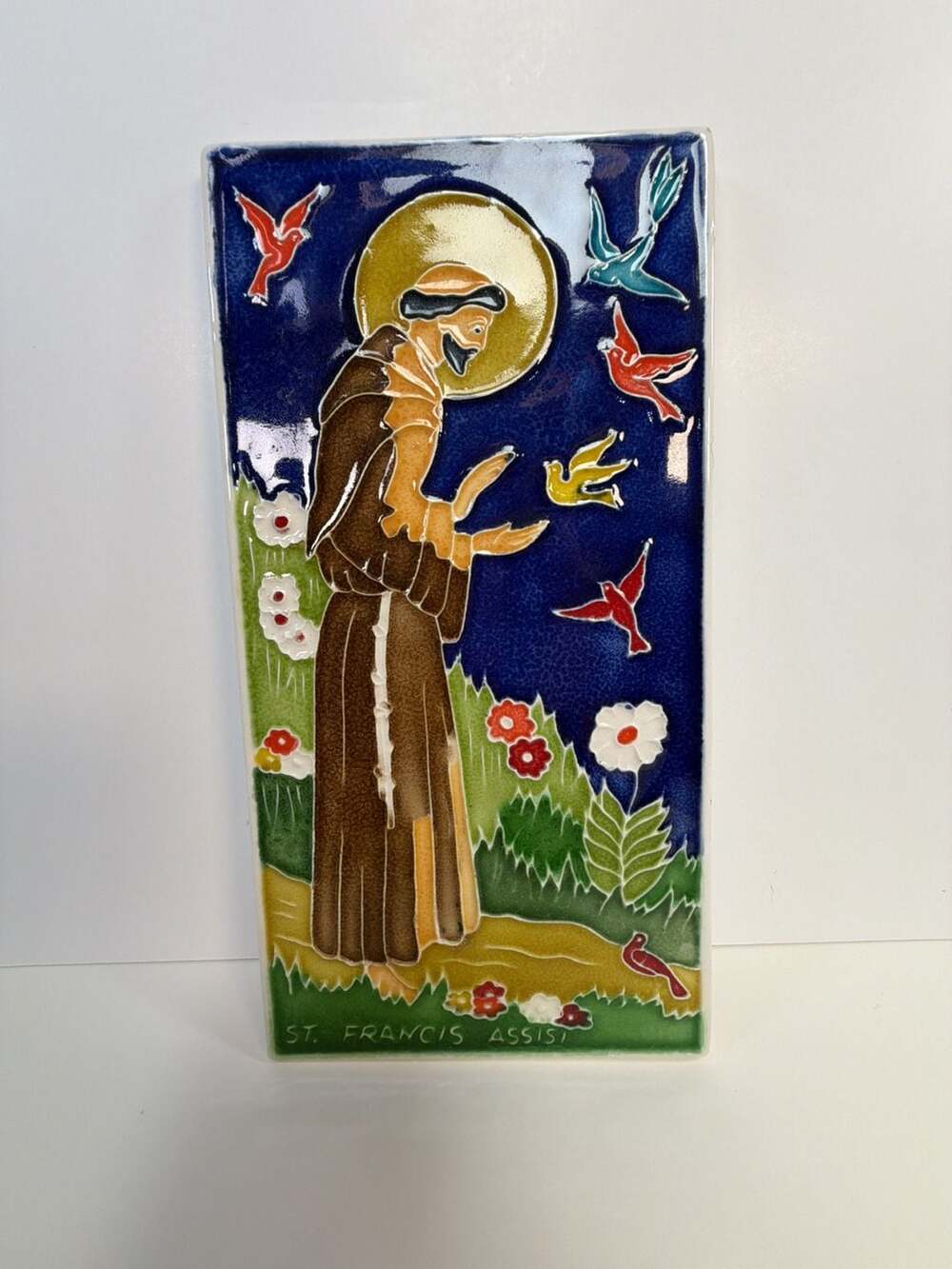 Creazioni Luciano Italian Hand Painted Ceramic Wall Tile - St. Francis of Assisi